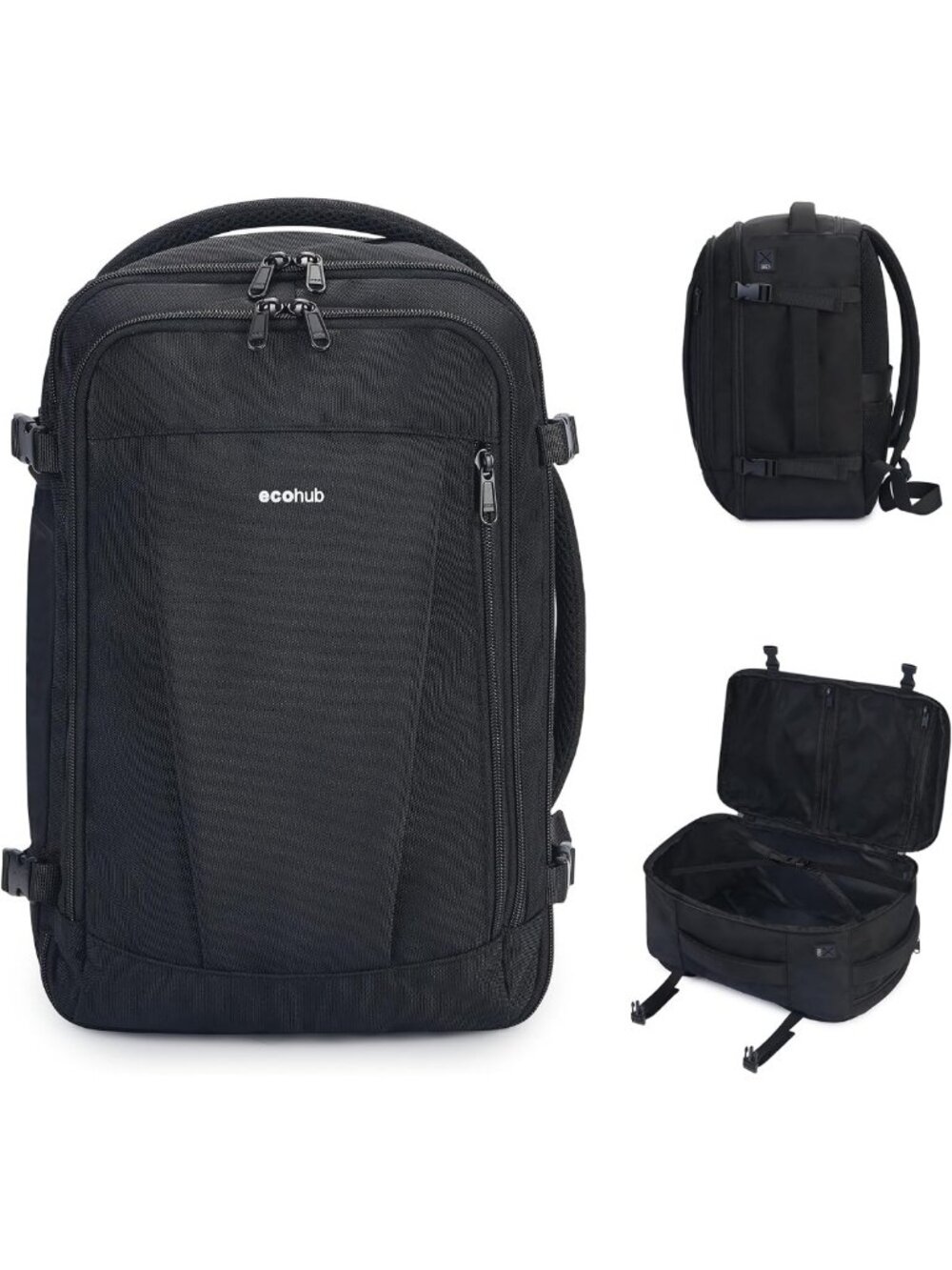 Versatile Travel Backpack - 18x14x8 Personal Item Bag for Airlines, Black